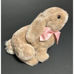 Vtg 1985 Applause Rabbit Plush Stuffed Animal Lifelike Fur 14” Beige White Tail